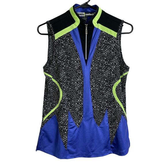 Jamie Sadock Top Womens Small Purple Sleeveless 1/4 Zip Shirt Golf Stretch - Picture 1 of 9